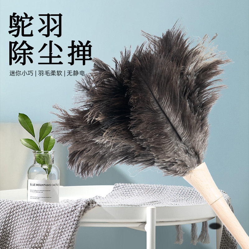 鸵鸟毛掸子静电除尘清洁鸡毛掸长柄车载家用钢琴古玩玉器摆件扫灰