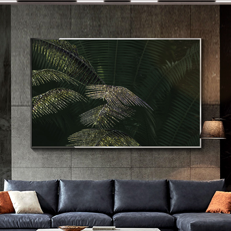 客厅沙发背景墙装饰画办公室大气挂画意式轻奢画绿色植物花卉壁画