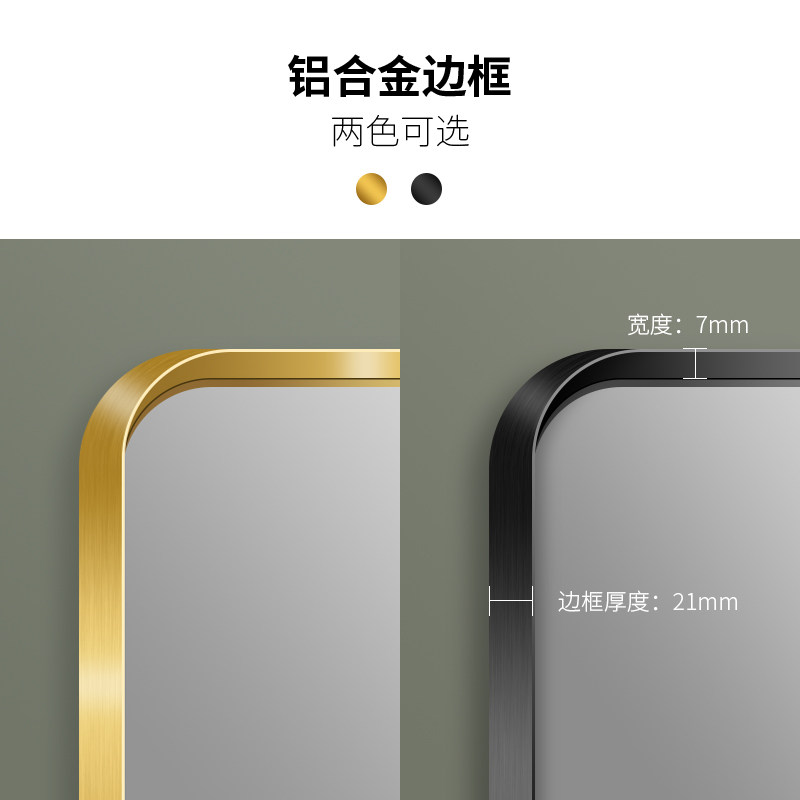 轻奢边框穿衣镜挂墙全身镜家用卧室镜壁挂试衣镜贴墙超大镜子定制