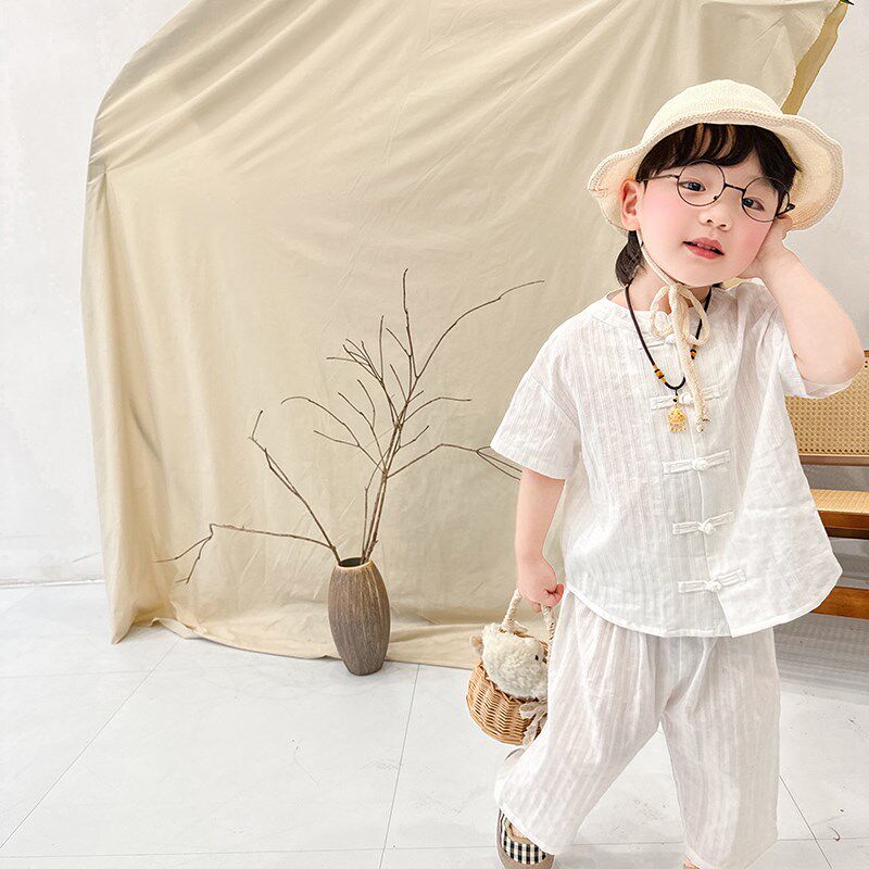 阿小轩满庭芳童装2025夏款男童汉服套装古风唐装儿童中国风生日装