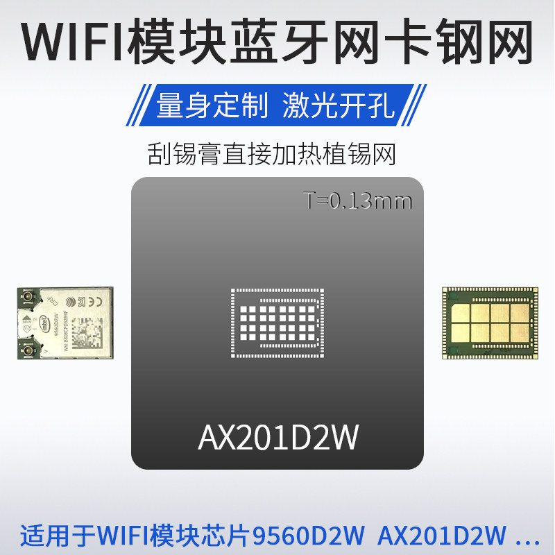适用于WIFI模块蓝牙网卡植锡网9560D2W AX201D2W芯片刮锡膏钢网