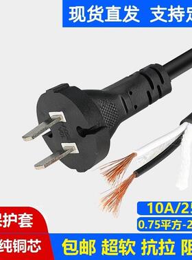 电钻电线插头线两2芯角磨机冲击钻切割机吹风机电动工具电源线