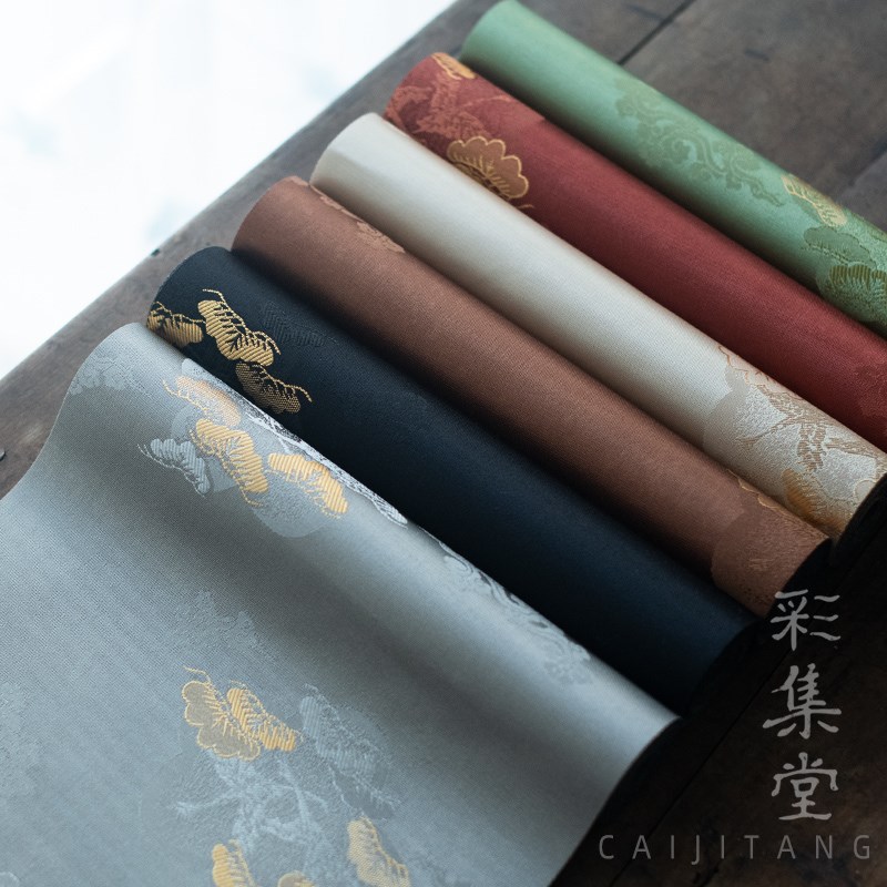 彩集堂 织锦金丝云松茶席 轻奢绿色长条桌旗新中式茶室装饰茶桌垫