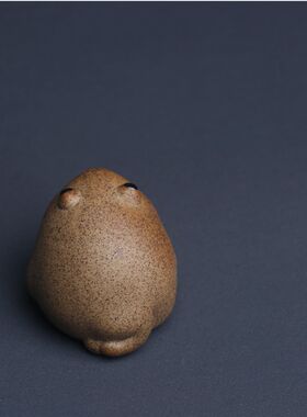 粗陶大眼萌蟾淘沙三脚招财金蟾迷你小号茶宠摆件可爱有趣个性茶具