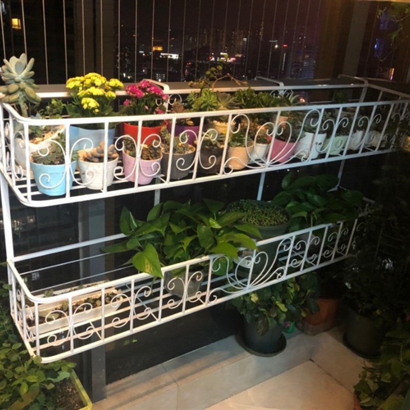 户外铁艺花架阳台栏杆挂架多肉花盆架室内墙壁挂式窗台花篮置物架