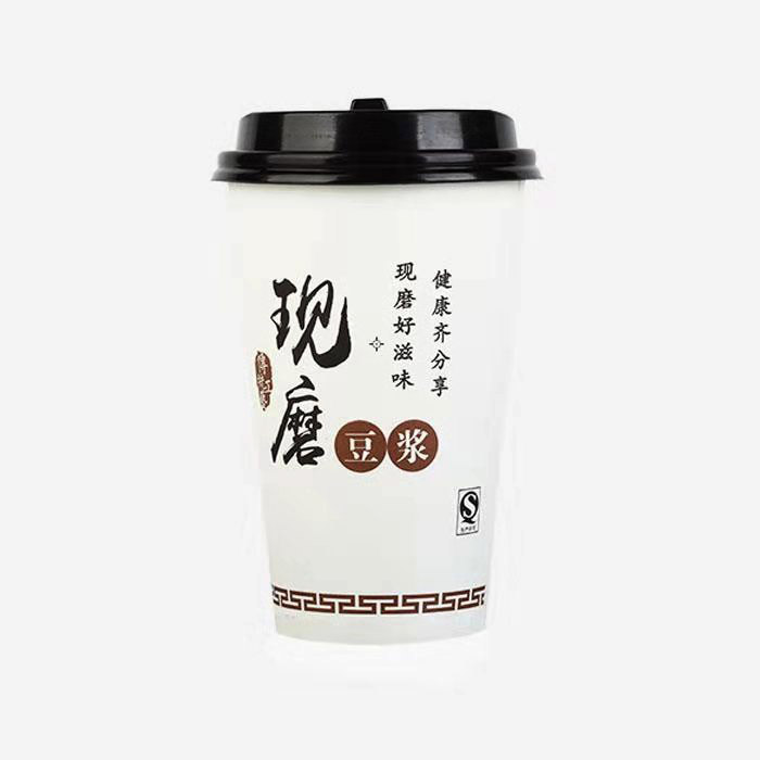 现磨豆浆杯一次性带盖纸杯商用豆浆纸杯子粥杯打包杯子1000只包邮