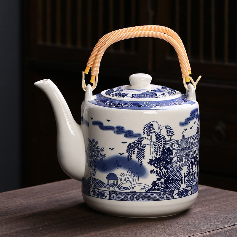陶瓷开水壶冷水壶大号提梁茶壶凉开水家用夏天大水壶耐高温泡茶壶