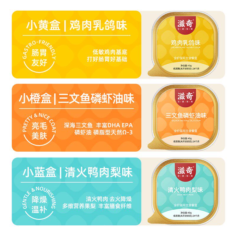 滋奇全价全期主食餐盒升级2.0 小鸟胃成猫幼猫湿猫粮  40g*6罐图片