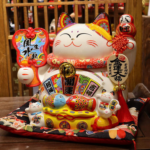 特大号陶瓷招财猫大气店铺公司前台玄关摆件乔迁新居搬家入伙礼物
