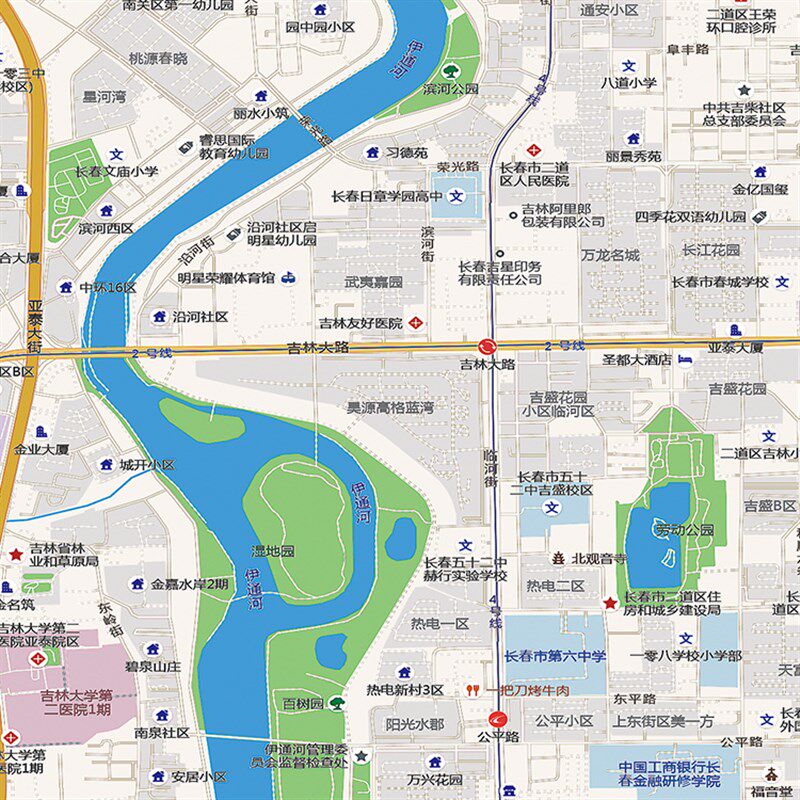 2025新款长春市城区地图办公室挂图高清防水墙壁装饰实物推荐定制