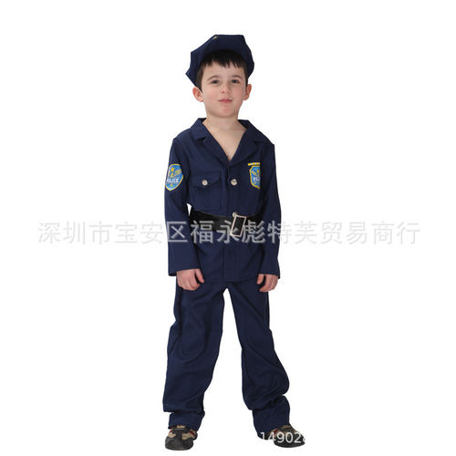 2026新款儿童职业服装扮演万圣节儿童蓝色警察服英勇警察扮演服套
