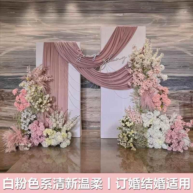 婚庆背景墙森系几何粉色香槟色成品网红浪漫婚礼订婚布置kt板婚礼