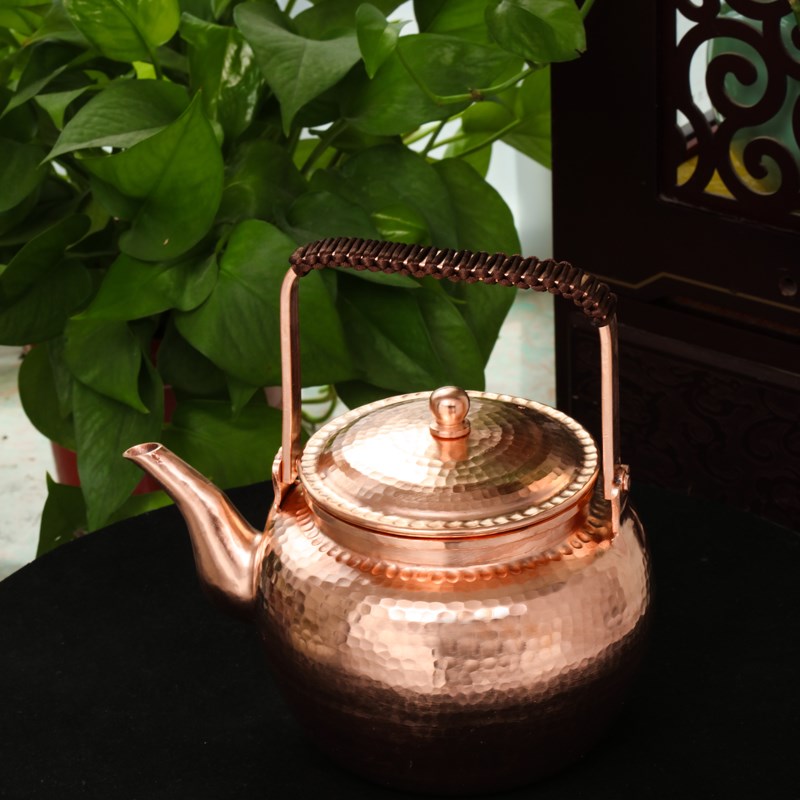 纯手工紫铜大号铜壶烧水铜茶具电陶炉加热紫铜壶煮茶加厚铜茶壶