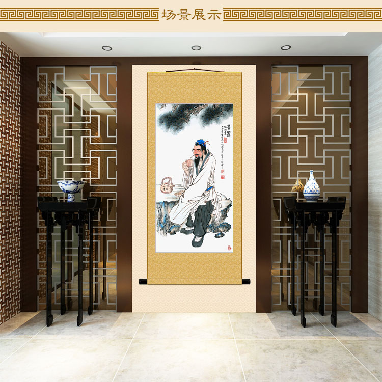 陆羽画像 茶圣历史人物卷轴挂画 茶馆茶庄茶文化装饰字画定制订做