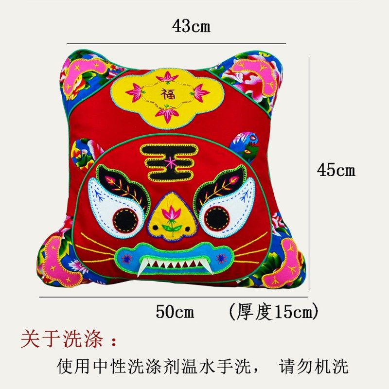 布老虎民间工艺品布艺老虎枕头虎头抱枕中式椅子沙发靠垫方枕装饰