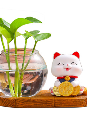 招财猫摆件创意水培店铺开业送礼高级感大号客厅家居红酒柜小摆设