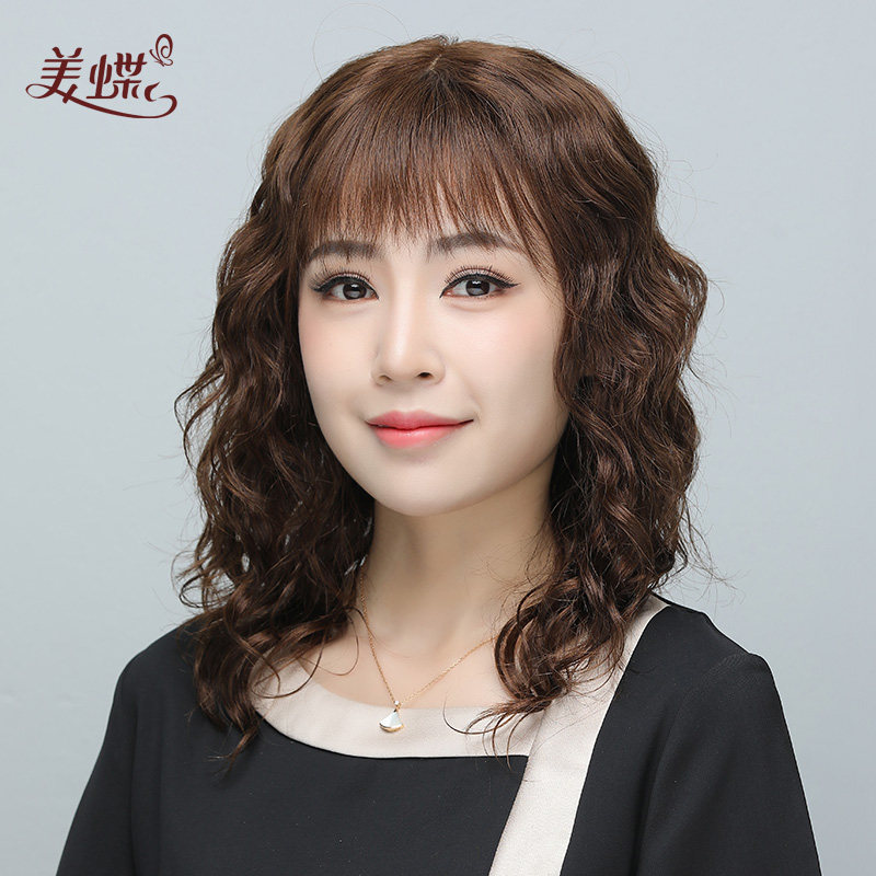 假发女长发卷发全头套式自然头发中老年女士妈妈发套真发全真人发