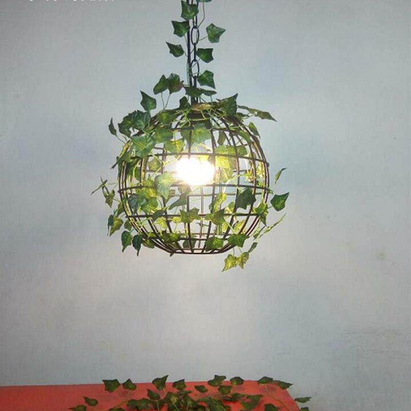 个性圆球形花草植物吊灯工业风loft酒吧餐厅咖啡厅网咖绿植装饰灯