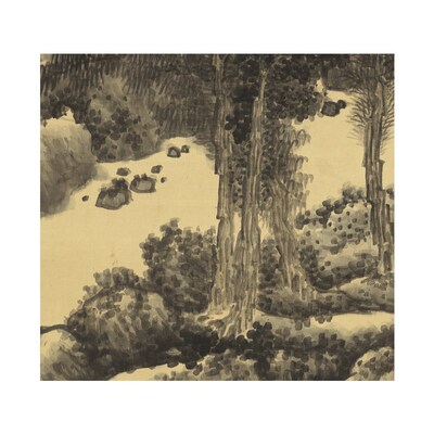 清 龚贤 群峰石潭图  仿古山水写意国画立轴竖幅装饰画高清微喷画