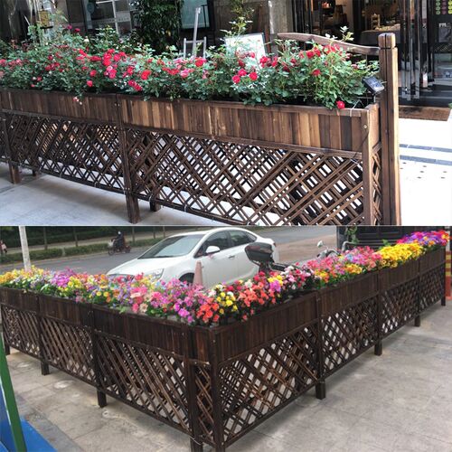 隔断花架花槽防腐木花箱花盆架餐厅实木栅栏围栏屏风网格户外碳化