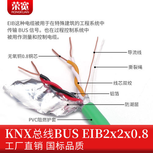 国标 KNX总线 EIB总线电缆 EIB-BUS 2x2x0.8灯控线家居智能控制线