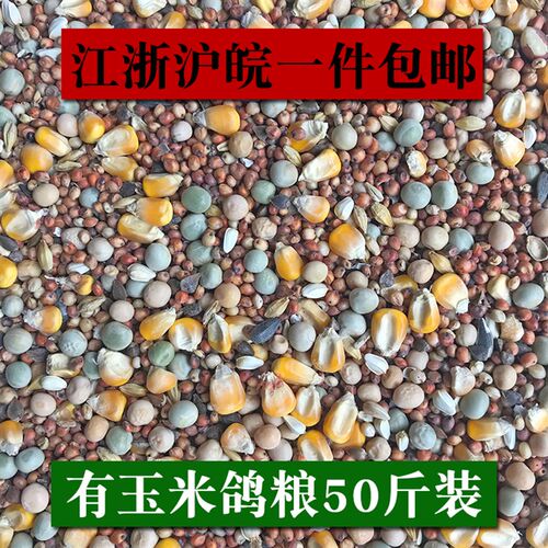 50斤装有玉米鸽粮赛飞营养饲料鸟食信鸽观赏鸽肉鸽粮鸽子食包邮