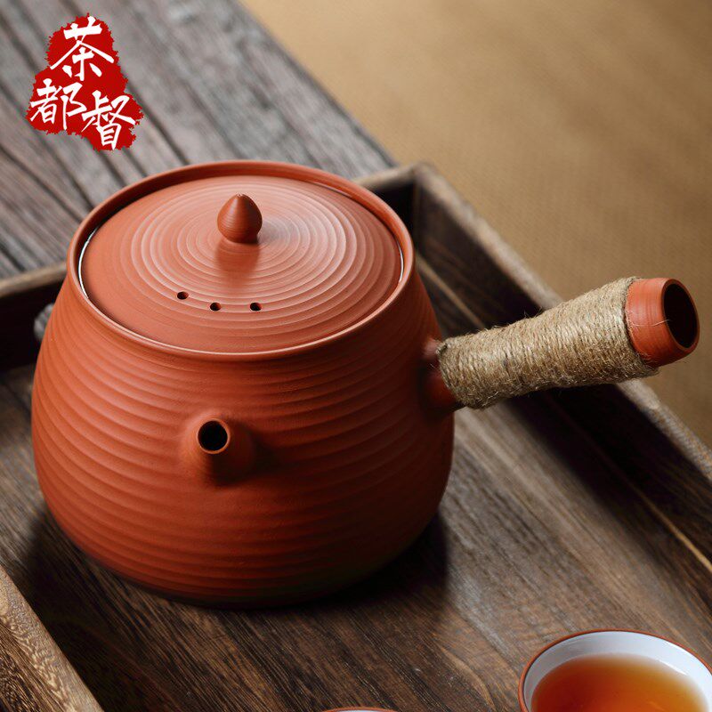 张少冬纯手工红泥砂铫壶潮州侧把陶壶泡茶烧水壶炭炉电陶炉煮茶器