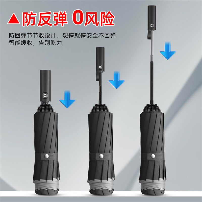 全自动防回弹雨伞特大三人节节收反向折叠伞加大加厚加固抗风暴雨