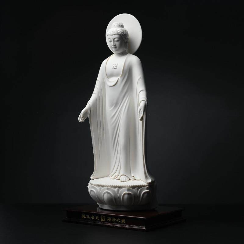 东方泥土 德化白瓷陶瓷雕塑艺术品家居客厅玄关装饰摆件/佛光如来