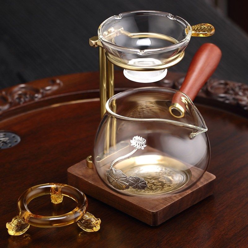金芝达纯黄铜懒人茶架玻璃公道杯茶漏茶滤支架分茶器泡茶架茶配件