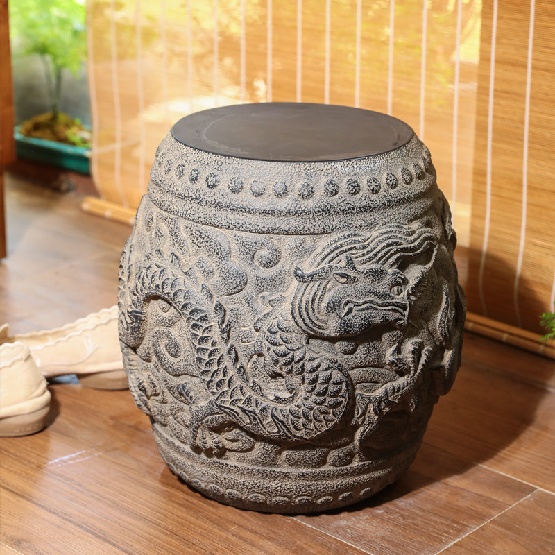 新中式仿石凳子户外花园庭院装饰仿古石墩小矮凳家用入户换鞋凳几