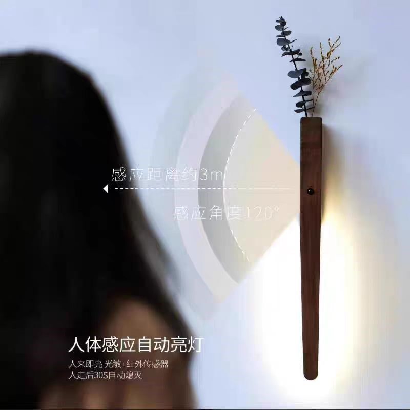 原木创意led装饰灯免布线磁吸充电夜灯客厅卧室床头过道感应壁灯