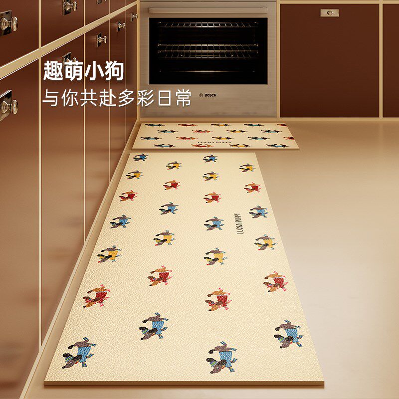 范店奔奔小狗复古厨房地垫防滑防油可擦免洗耐脏家用脚垫地面铺垫