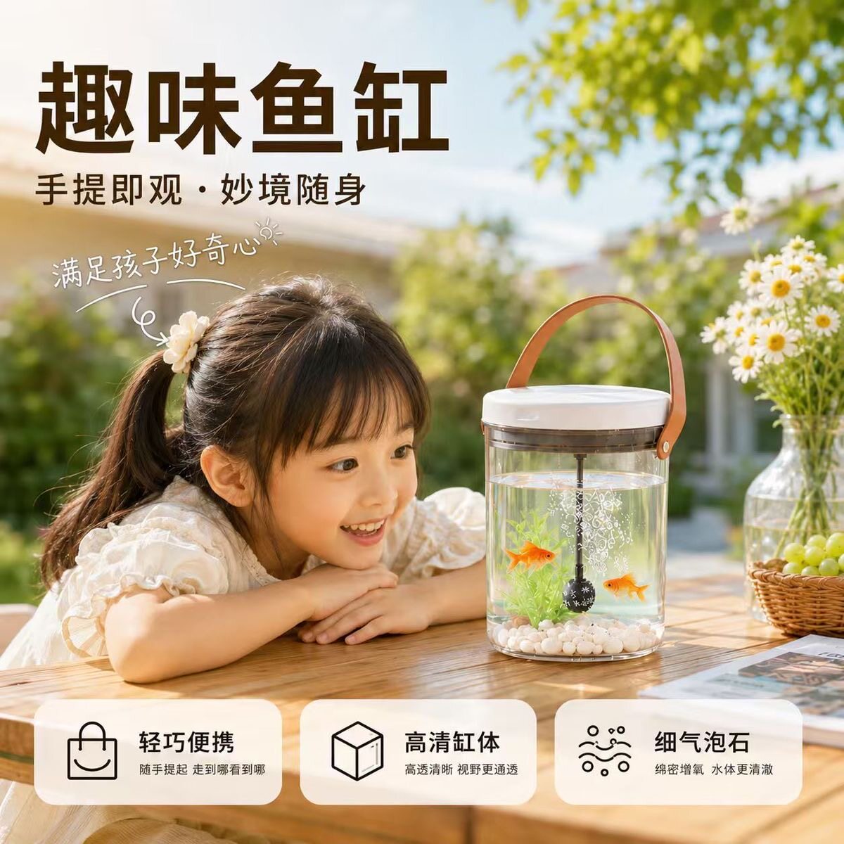 茸货1.2L提手儿童启蒙鱼缸