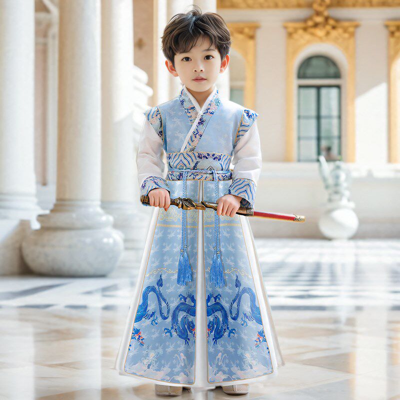 儿童汉服男童2025新款春秋古风飞鱼服男宝绝美唐装新中式国风古装