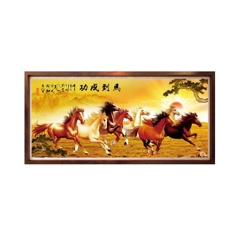 十字绣2021新款线绣马到成功八骏图客厅大气八骏马手工自己绣满绣