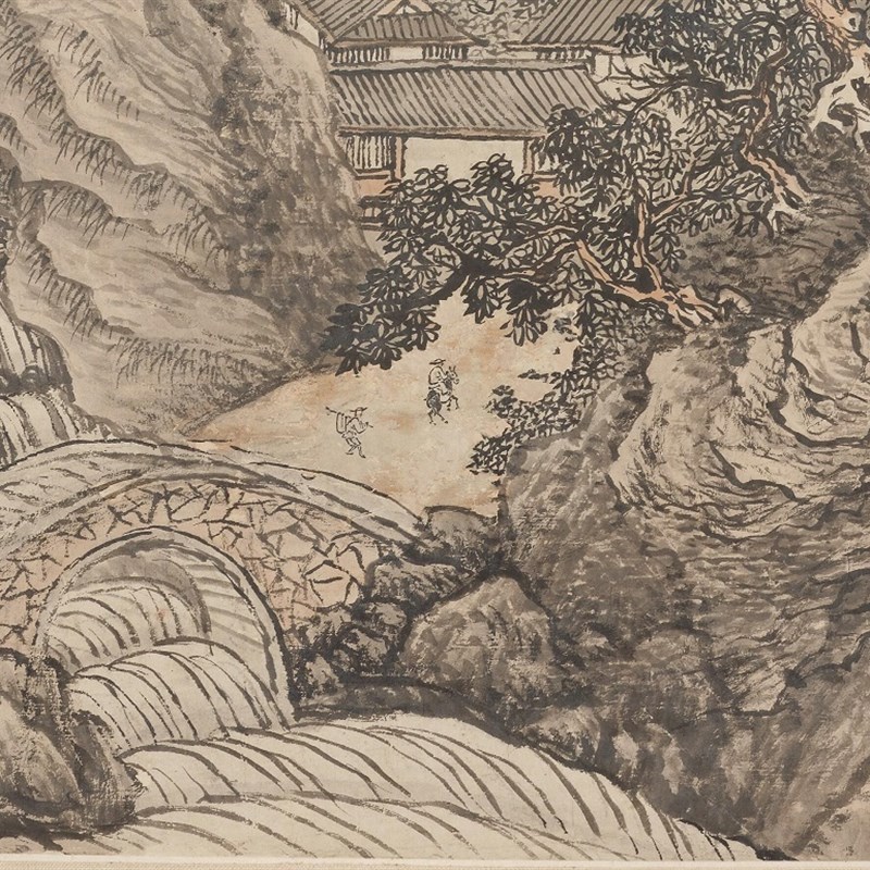 清 王翚 仙山楼阁图 四王工笔写意建筑山水画微喷装饰画学习画稿