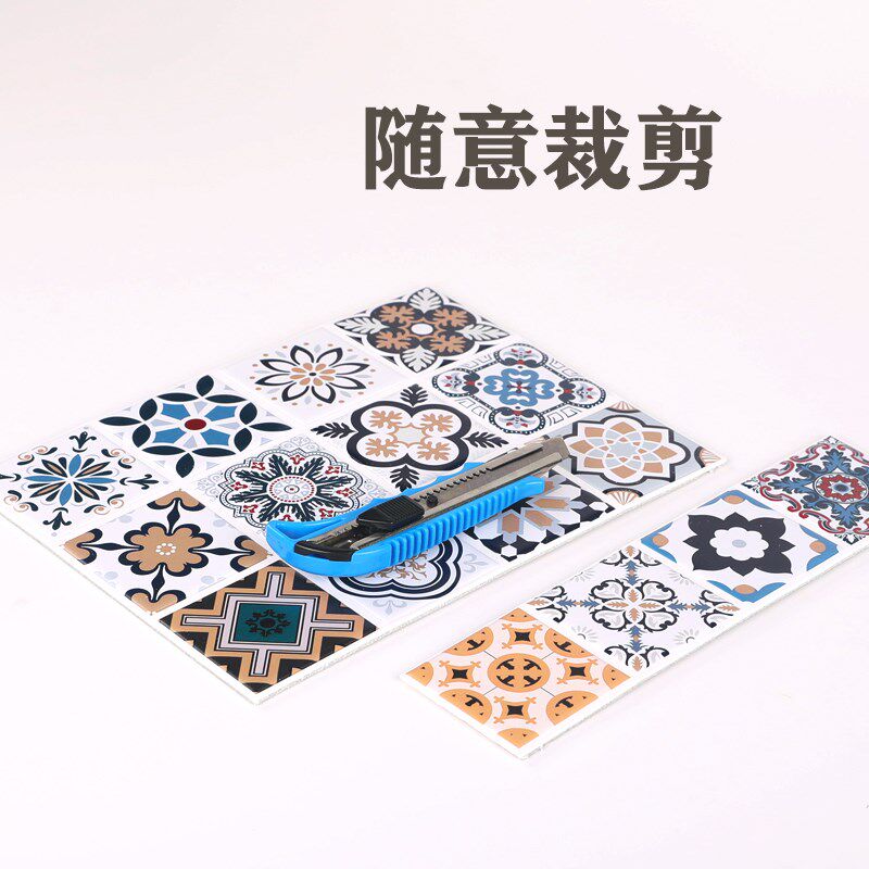 波西米亚立体墙贴自粘厨房防油贴纸仿瓷砖贴片防水卫生间墙面花砖