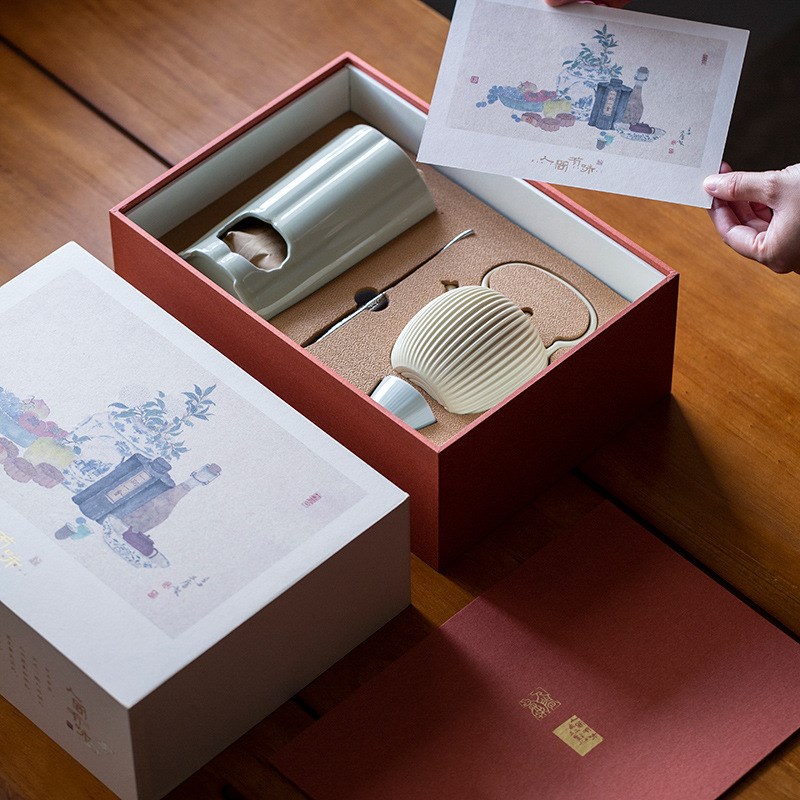 两套以上价优/煮茶陶瓷茶壶茶具礼盒装提梁壶煮茶器套组公司茶礼