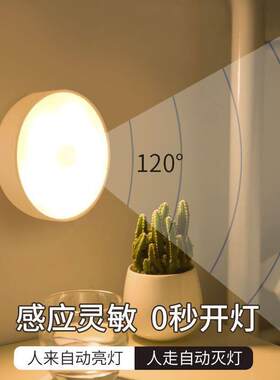 灯屋人体智能感应灯走廊不插电小夜灯自动超亮厕所楼道宿舍家用