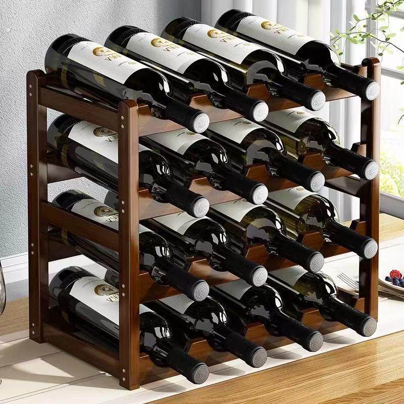 简易红酒架摆件家用酒柜置物架实木客厅摆酒展示架吧台葡萄酒架子
