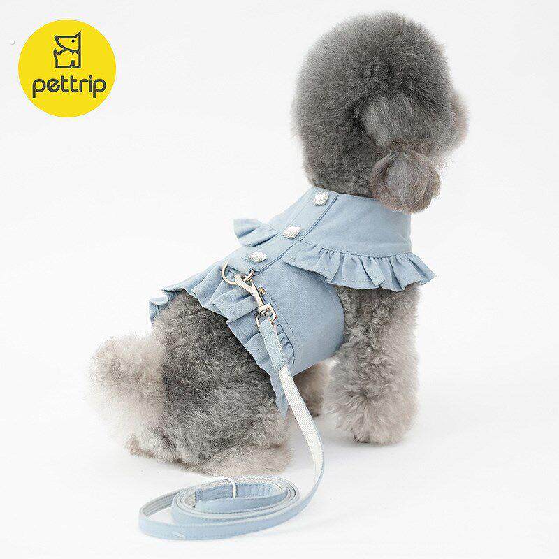 宠物猫狗外出胸背服牵引绳猫咪狗狗泰迪博美帆布装饰扣胸背衣套装