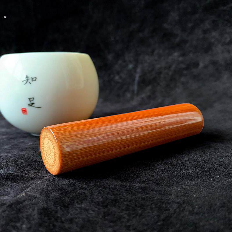 天然实心玉竹手把件老料文玩玉竹雕刻红皮实心竹把玩件玉化竹盘玩