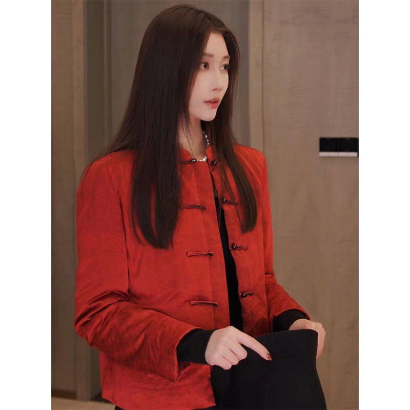 棉服女2024年新款秋冬季高级感超好看新中式国风红色夹棉盘扣外套