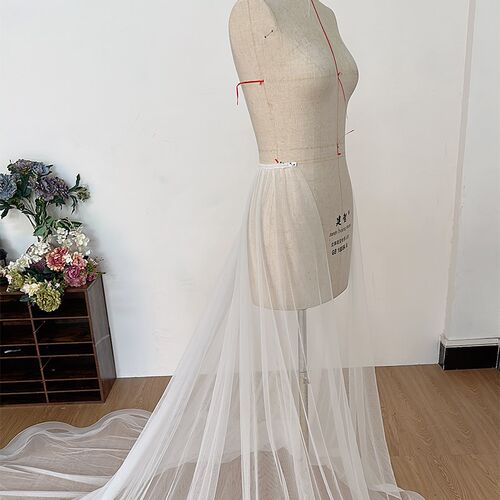 新娘婚纱配件拖尾可拆卸活动婚纱假拖尾双层弹力边影楼拍照半裙