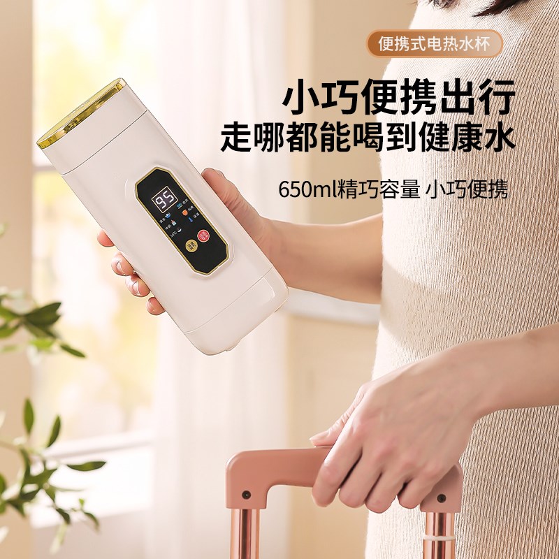 旅行烧水杯小型便携式电热水杯304不锈钢一人食加热可炖煮恒温杯