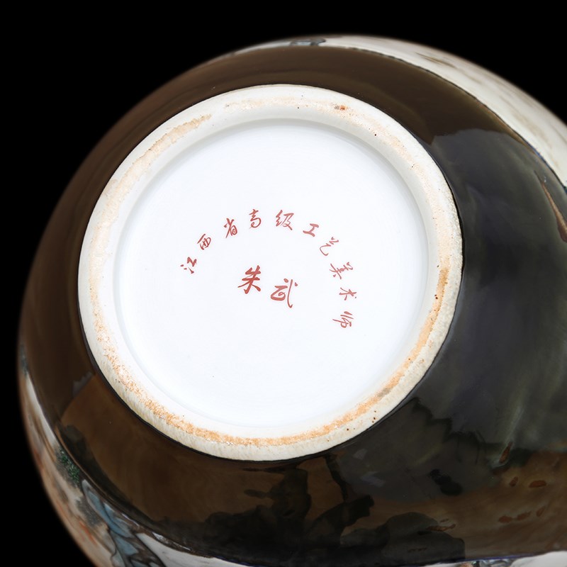傲世瓷业 景德镇陶瓷器仿古粉彩童子两面绘石榴瓶