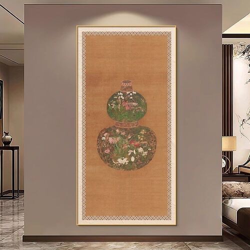 葫芦挂画新中式玄关装饰画入户门正对墙客厅寓意好壁画尽头走廊画