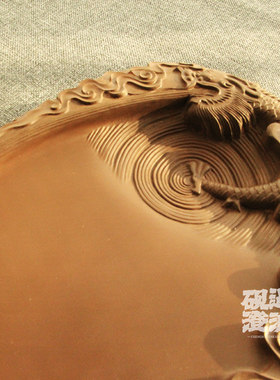 椭圆神龙澄泥砚中国四大名砚礼品套装纯手工雕刻文房四宝下墨快发