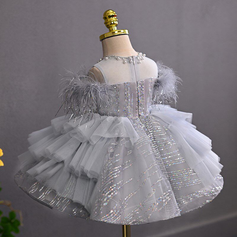 儿童轻奢礼服公主裙蓬蓬纱花童婚礼生日主持小众风洋气高定白纱裙